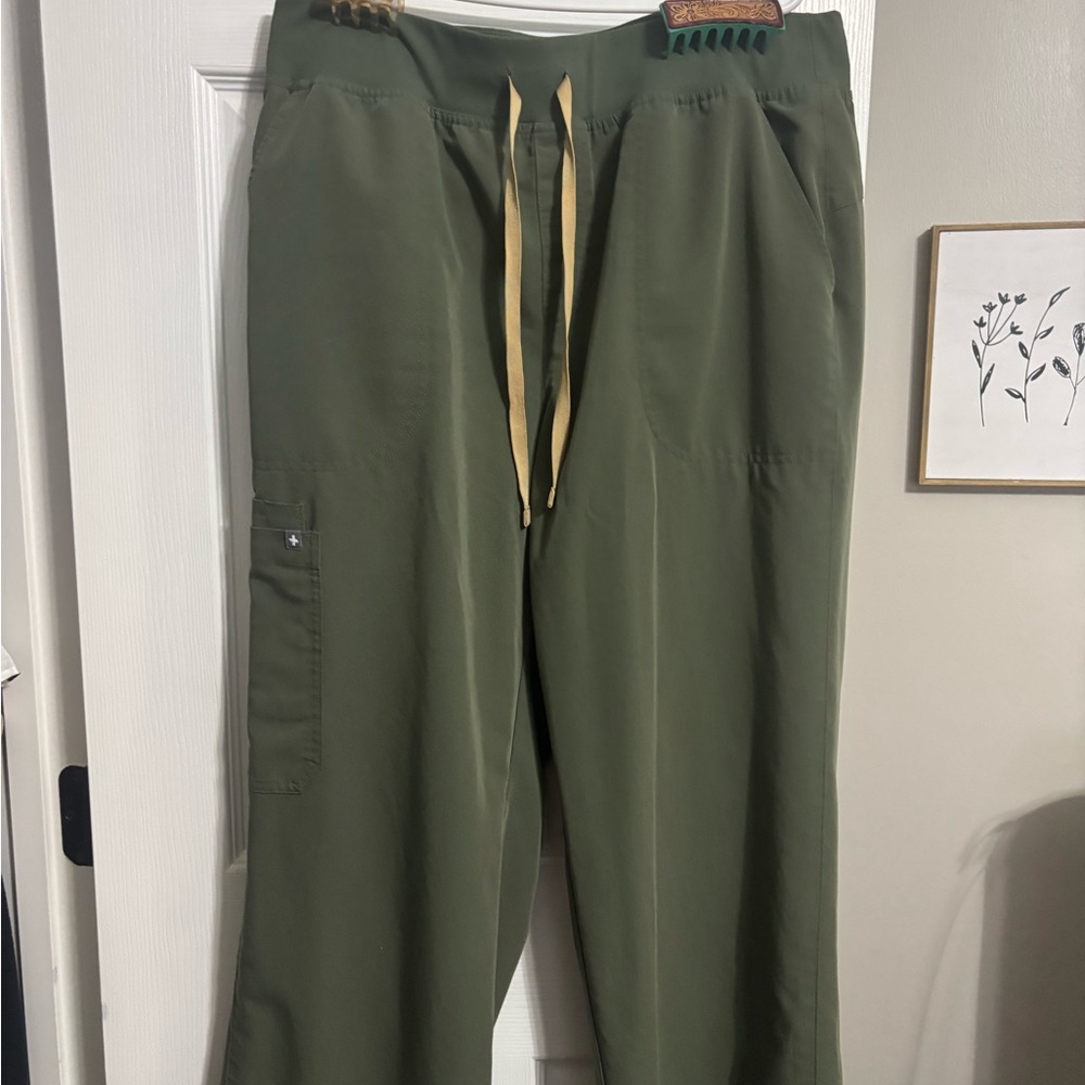 Figs Olive Green Isabel High Waisted Scrub Pants